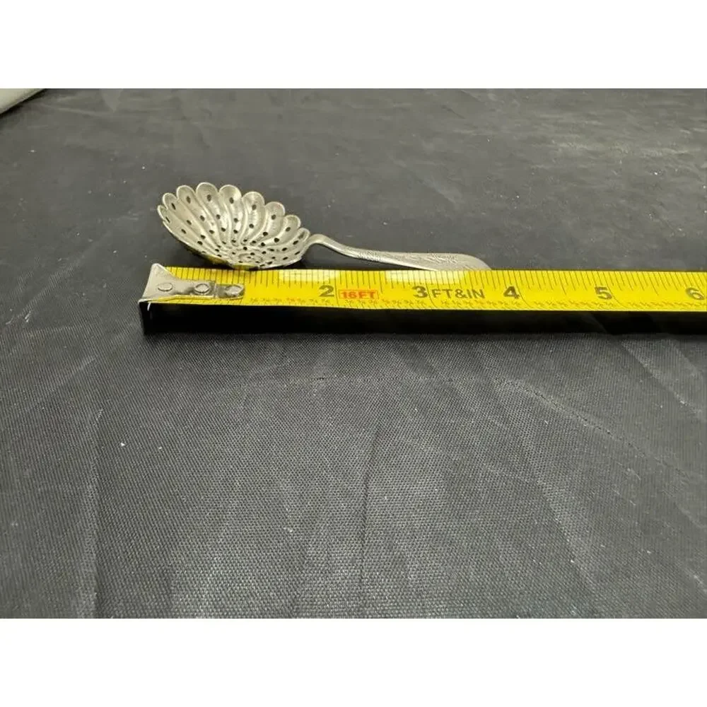 Antique NF Nickel Silver Co Julep Strainer Bon Bon Nut Spoon Scalloped Shell 4
